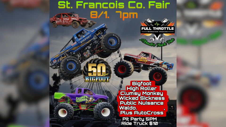 Monster Trucks Roll Into the St. Francois County Fair Tonight